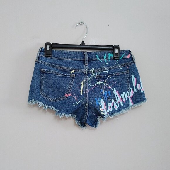 Hollister Size 3 Low  Rise Short Short Denim Shorts Splatter Paint Cut Offs - Picture 4 of 4